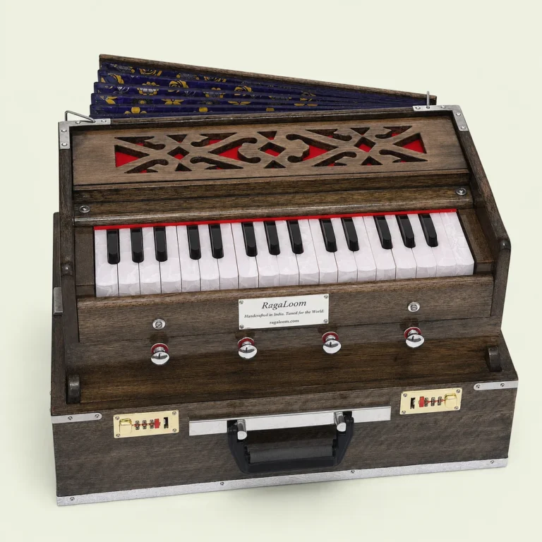 RagaLoom Mini Traveler harmonium in portable case