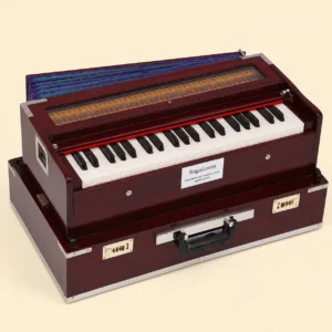 RagaLoom dark cherry folding Traveler harmonium with 42 keys and no front stops