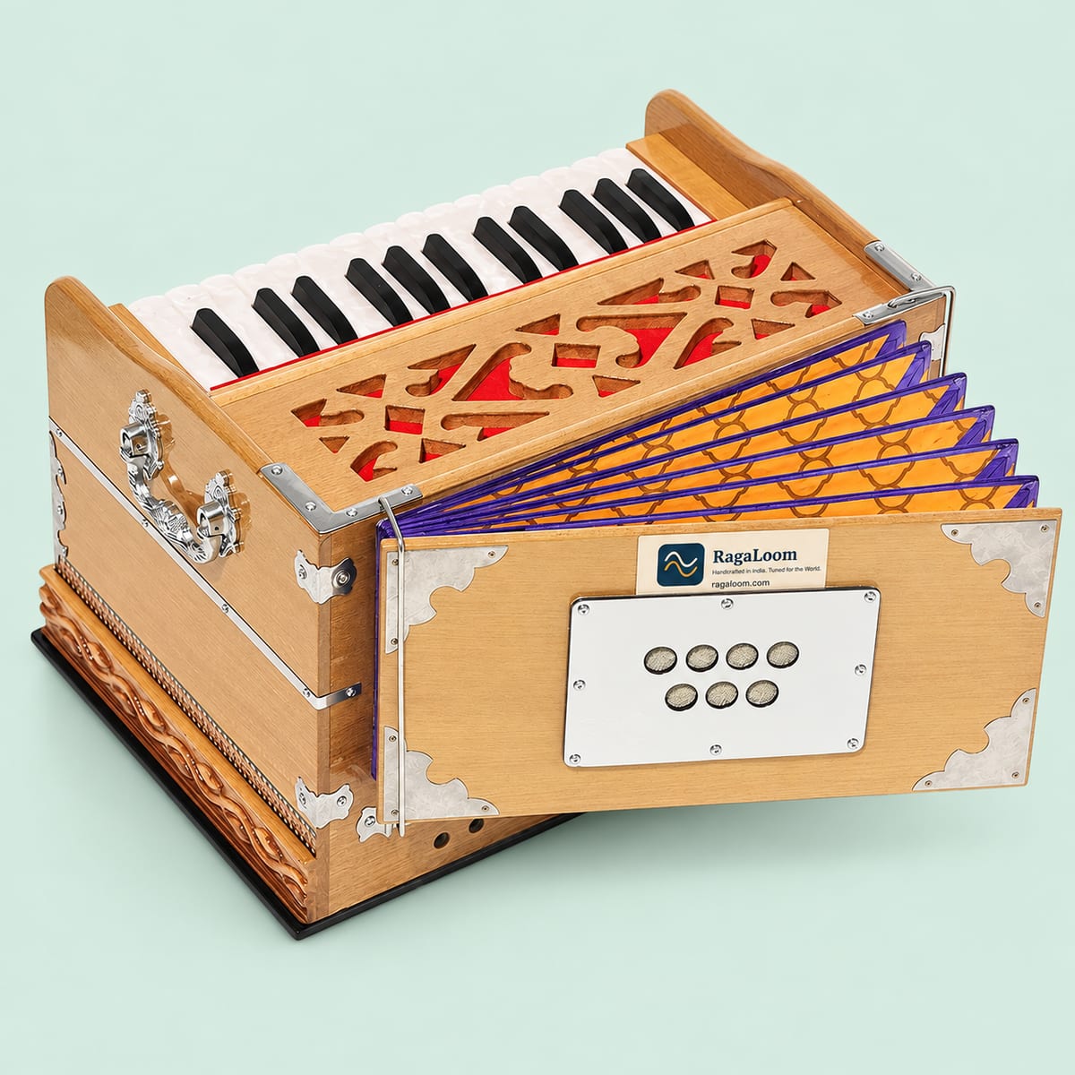 27-Key Mini Teak Harmonium – 2¼ Octaves, 4 Stops, 440 Hz - Image 2