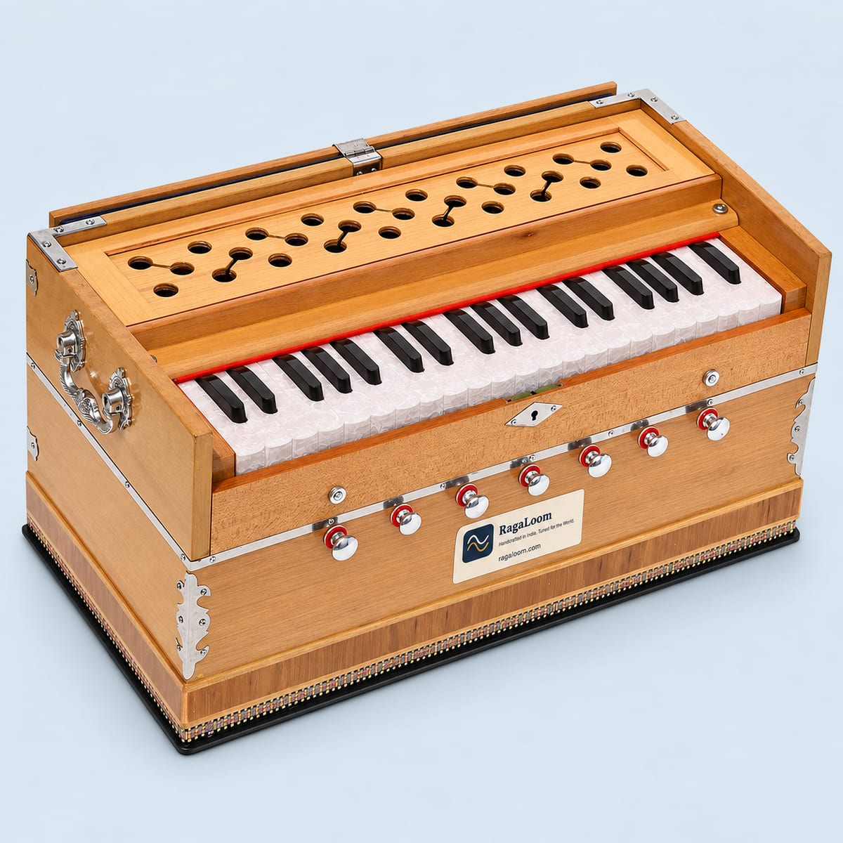 Teak Standard Coupler Harmonium – 39 Keys, 3¼ Octaves, 7 Stops