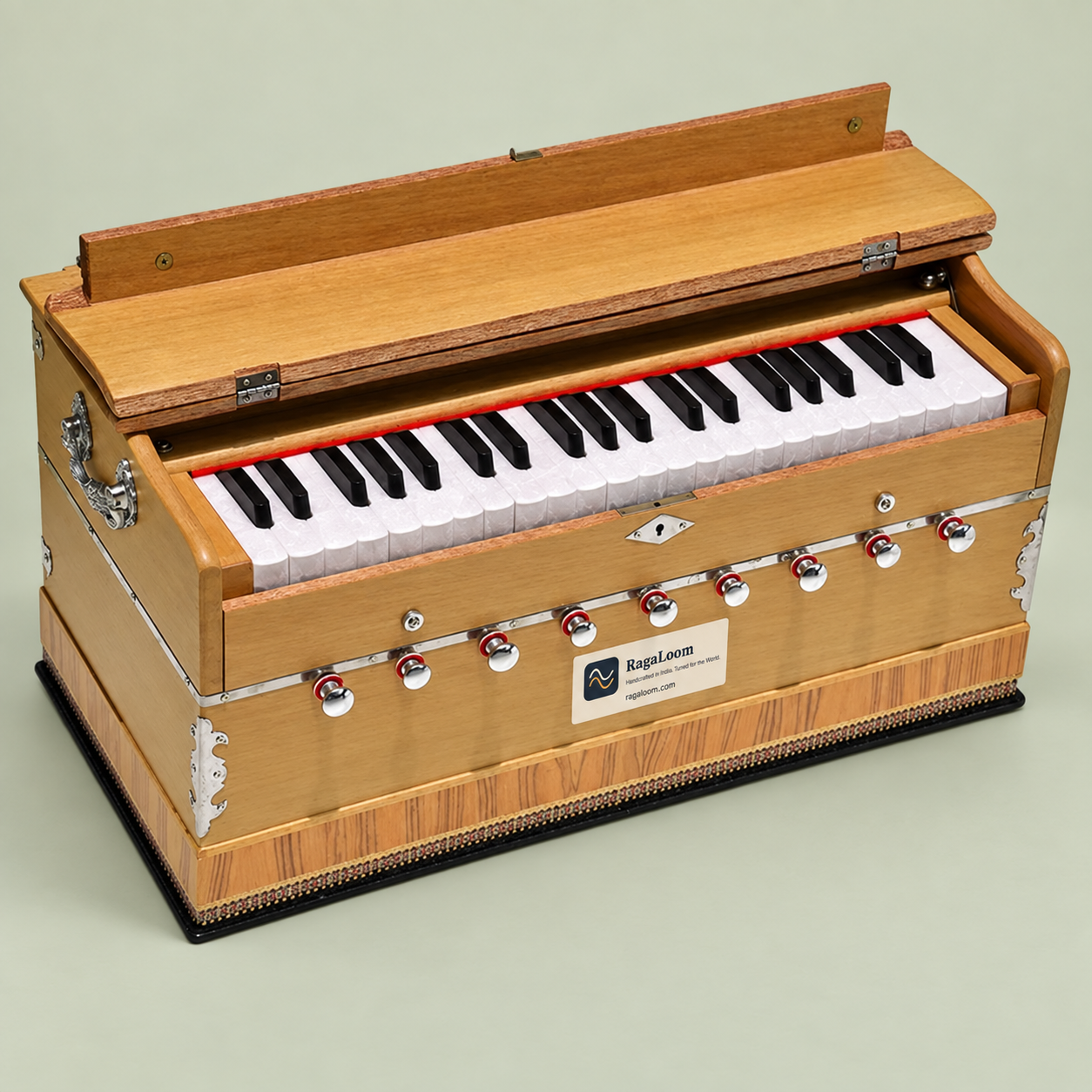 Extra-Height Teak Matte Harmonium – 42 Keys, 3½ Octaves, 9 Stops & Coupler - Image 4