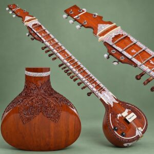 Ravi Shankar-style studio sitar with carved tun-wood body β full view
