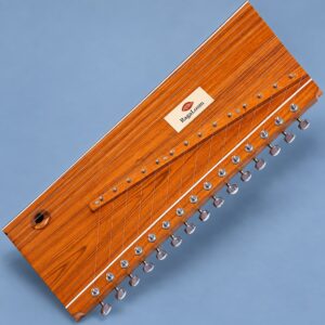 Natural teak-finish tanmandal, 4-string tanpura and 15-string swarmandal